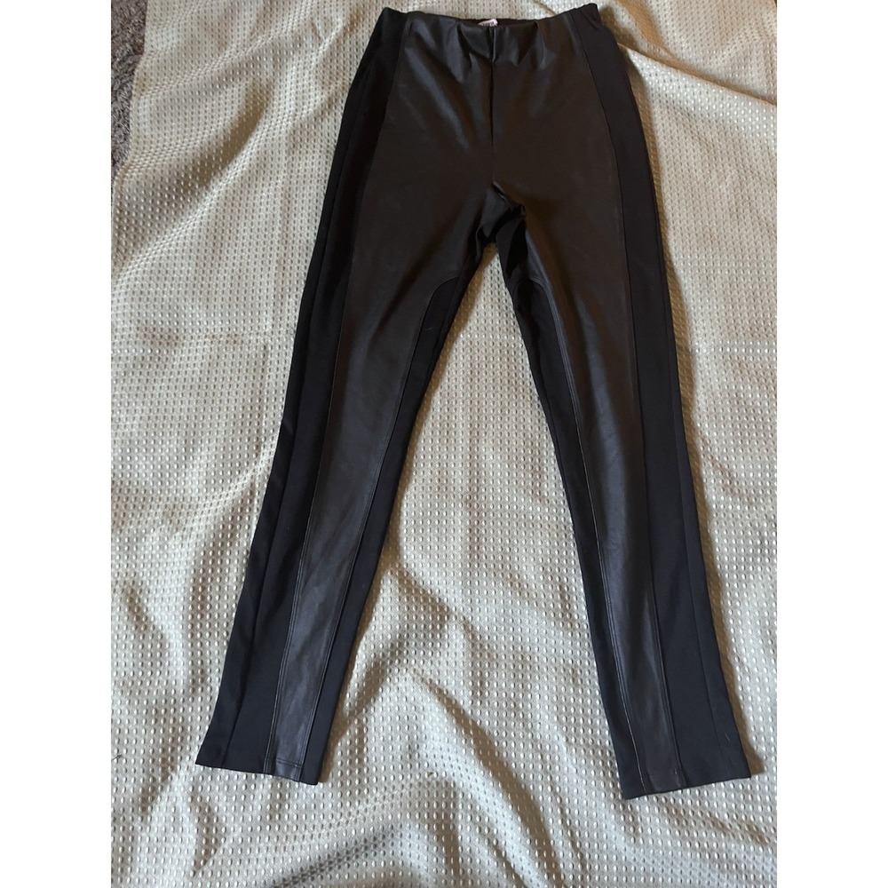 Bar lll Faux Leather Black Leggings with Side Panels size S